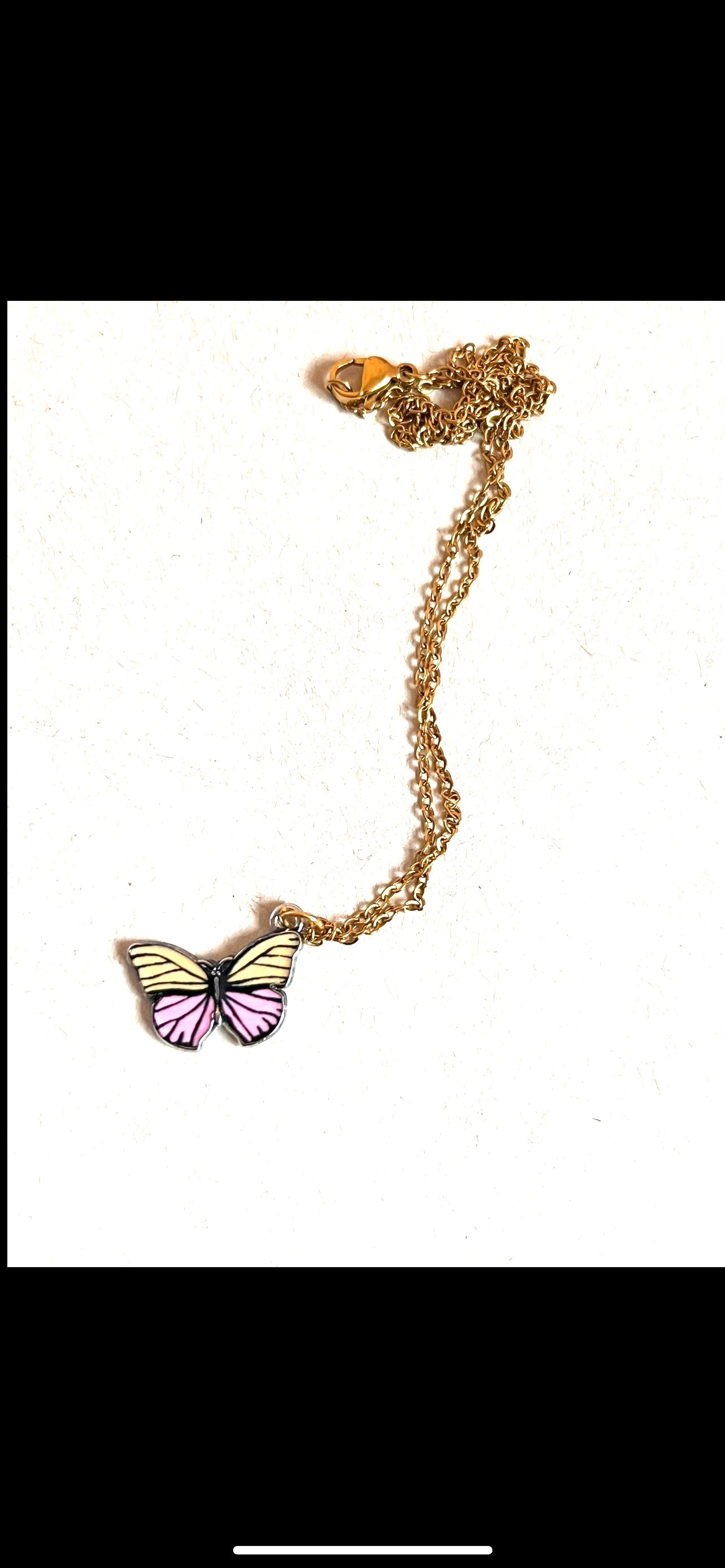 Pink and Yellow Butterfly Necklace