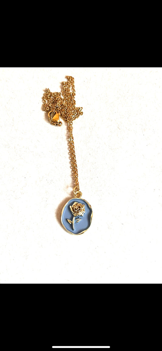 Blue Rose Necklace