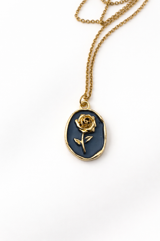 Blue Rose Necklace